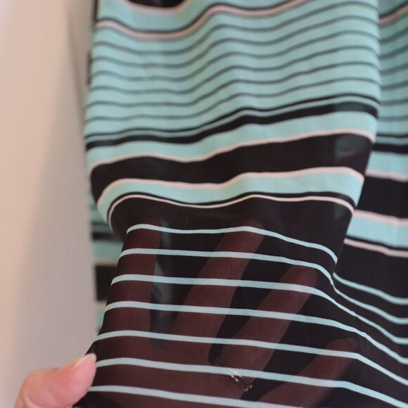 En Focus Petite Black and Aqua Striped Scoop Neck Sleeveless Swing Dress Size 14 - Picture 11 of 13